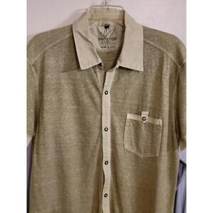 HempAge Dressed By Nature Mens Polo Shirt L 55% Hemp 45% Cotton Snap Closure.